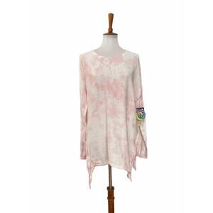 Cloth by Design Womens Tie Dye Side Tie Pullover Sweater Pink M Medium